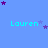 A static image with a light blue background featuring multiple instances of the name 'Lauren' in cyan text, each accompanied by small purple and light purple star icons scattered around.