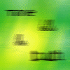 Animated sequence of text forming 'Time tells the truth' on a green-yellow gradient background with pixelated motion blur effects.