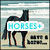 Four- shows a black horse silhouette on beach background with text changes: 'HORSES+', 'BEACH=', 'SUMMER', and no text