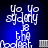 Blue background with white text reading "Yo Yo sgdely is the Nodest." and a gray bar on right side, showing animation changes in text clarity.