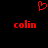 Red pixelated heart symbol above two instances of the name 'colin' in red text on a black background.