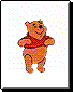 A cartoon bear in a red shirt appears in six distinct poses , each with a gray background dotted with small white specks