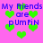 Pixelated text and green hearts on a pink background with repeated phrases.