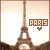 identical pixelated Eiffel Tower images with 'PARIS' text and a heart symbol, each in sepia tones against a light background