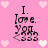 Pink background with pixelated hearts and repeated 'I. love. you.' text in black, arranged in a of four identical sections