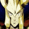 Golden armored figure with bull horns in multiple poses against dark blue and red backgrounds, some frames showing starburst effects.