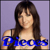 A four- shows a person with long brown hair and bangs against a purple background, wearing a sleeveless top and layered necklaces