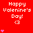 Red background with repeated white text 'Happy Valentine's Day!' and '<3' symbols, surrounded by pink heart animations.