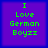 Four identical purple square with green pixelated text reading "I Love German Boyz" arranged in a on a blue background