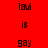 Red background with black text reading 'lavi is gay lavi' in vertical , white horizontal bars appearing and disappearing across the frame