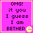 Four identical pink square with yellow borders display pixelated text and a Pac-Man icon, each containing the same content
