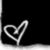 A grayscale pixelated icon featuring a heart shape formed by interwoven lines on a black background with white and gray tones.