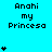 Pixelated cyan background with black text 'Anahi my Princesa' and varying numbers of asterisks in a