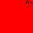 Red background with black pixelated shape resembling a heart and trailing dots, one dot has faint red gradient.