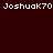 Four square display the text 'JoshuaK70' in white pixelated font against solid backgrounds of dark red, teal, cyan, and green