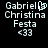 Pixelated text displays 'Gabriel Christina Festa <33' on black background with a heart symbol replacing the letter O in Gabriel.