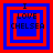 Four identical pixelated icons arranged in a , each displaying "I LOVE CHELSEA" text within nested red and blue squares on a solid red background