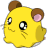 A 48x48 pixel buddy icon featuring a yellow hamster character with brown ears and pink inner ear, next to black background text reading "Anime IM" and "COM" in white pixelated font.