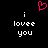 Pixelated pink heart symbol above two identical white text phrases on black background.