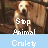 A pixelated dog image with text overlays in two color variations on a light blue background.