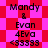 Pixelated text and patterned background in red/pink hues with repeated 'Mandy & Evan 4Eva <33333' sequence.
