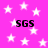 Pink background with white stars and black text 'SGS' repeated four times in a pattern