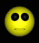 Yellow circular face with black eyes and mouth showing sequential animation of eye closure, partial head rotation, and subtle facial expression shifts.