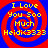 Four identical pixelated spiral patterns with red and blue concentric rings, each containing yellow text reading "I Love You Soo Much HeidiC3333".