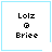 Four identical pixelated icons with light blue borders display "Lolz @ Brie" text, each featuring a distinct small symbol in the bottom-right corner.