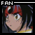 Two side-by-side pixelated anime-style character portraits with 'FAN' text above each, differing only in the color of the top-left text.