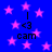 Blue background with pink stars and repeated text elements showing vertical lines, '<3', and 'cam' in black pixelated font.