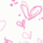 Pixelated pink heart shapes and abstract curved lines on a white background, with varying sizes and overlapping forms.