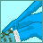 Pixelated blue-skinned character with teal dreadlocks wearing a gray and light-blue baseball cap, crying while holding a phone to their ear.