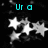 A black background with white stars and cyan text reading "Ur a star in My world" in a pixelated style.