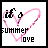 A 4-frame animated contact sheet showing a pink heart outline with pixelated text elements, where the word 'love' alternates between black and pink lettering across frames.