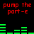 Red text 'pump the port-e' repeated twice on black background with green horizontal bars shifting positions across frames.
