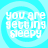 Four identical pixelated text arranged in a on a light blue background, each displaying 'you are getting sleepy' in white block letters with a subtle spiral pattern behind the text