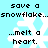 Pixelated text and snowflake symbols on a light blue background with no visible motion.