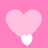 A 48x48 pixel animated contact sheet showing three frames of a pink heart icon with white accents on a solid pink background, where the bottom-left frame includes a gray transparency area.