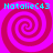 Four identical spiral patterns with alternating pink and magenta hues, each displaying "NatalieC43" text in cyan above the spirals on a solid background.