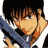 Pixelated anime-style character with brown hair and blue clothing on left, green background with pixelated text 'Original Icons .com' on right.