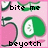 Pixelated icon with pink background featuring green apple slices and black text reading 'bite me' above a large number 50, with 'beyotch' below.