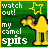 Animated contact sheet of a yellow camel icon with green background and white text "watch out! my camel spits" showing frame-by-frame motion changes in the camel's head position, eye, and star symbol.