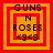 Four identical square icons with red and orange borders display "GUNS N ROSES <3<3" text in black pixelated font.