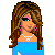 Pixel art contact sheet of a Valentine's Day-themed animated icon featuring a female character in blue top and jeans with various poses, text elements, and heart decorations.