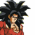 Pixelated character with spiky black hair, red top, blue pants, and brown cape in dynamic pose.