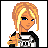Pixel art buddy icon featuring a blonde character and text reading "BASKET BALL GURL" on an orange gradient background.