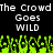 Pixelated text reads "The Crowd Goes WILD" in white on black background with green pixelated shapes below.