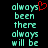 Pixelated cyan text on black background with red heart symbol above 'always' in left ; identical static right
