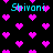 Black background with scattered pink pixelated hearts and cyan text reading "Shivani" in multiple positions.